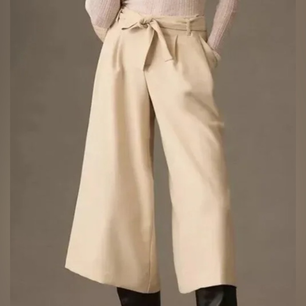 Anthropologie Maeve Tie-waist culottes - so chic with high knee camel boots
